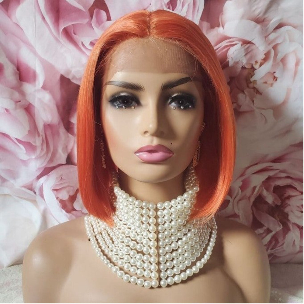 lace front orange bob wig